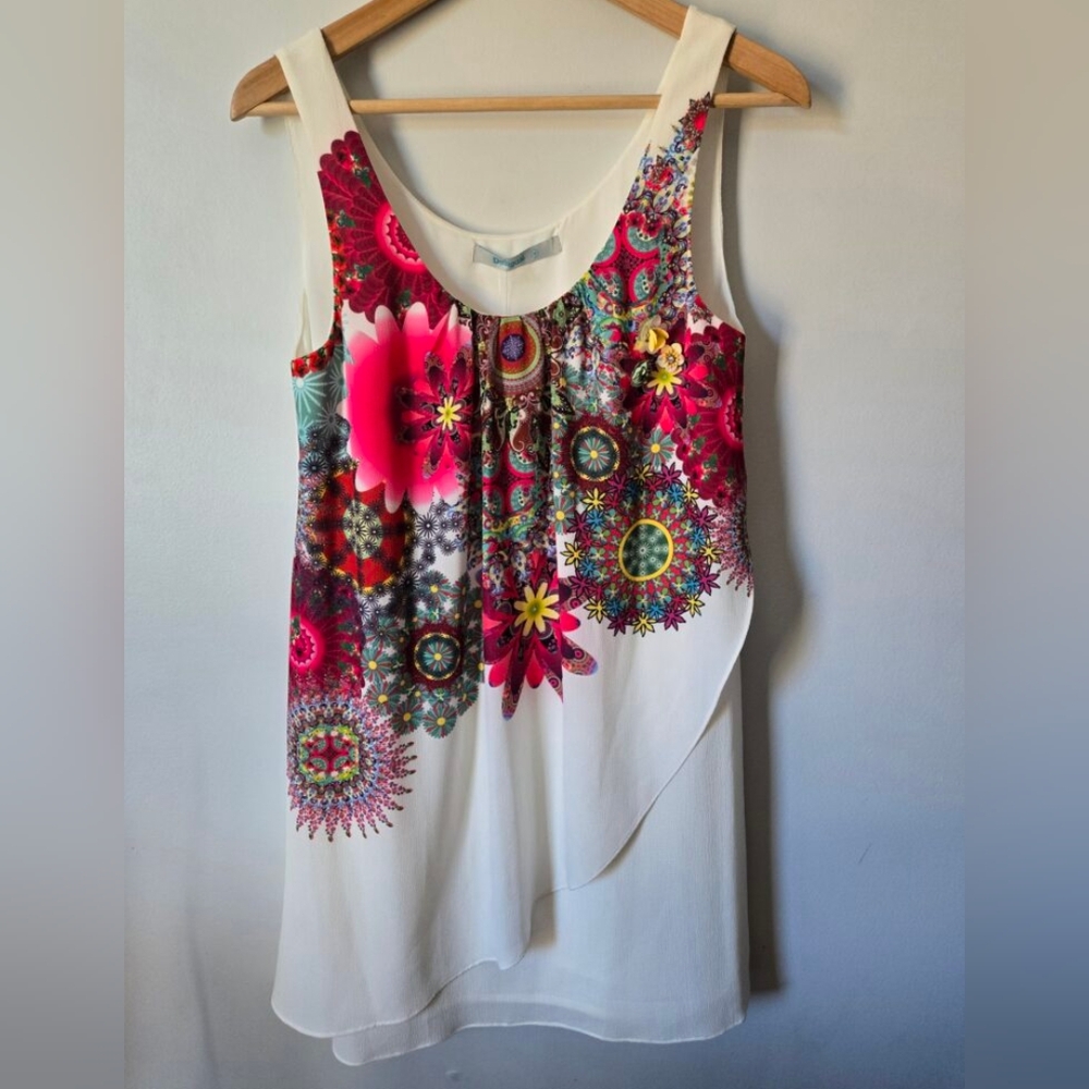 New DESIGUAL Floral Sleeveless Mini Dress - White and Pink